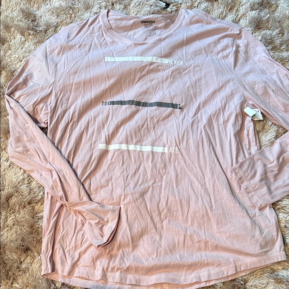 Express Men's Graphic Pink Long Sleeve Tee - Picture 1 of 5